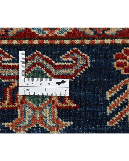 Kazak 3' 11" X 5' 11" Hand Knotted Wool Rug 3' 11" X 5' 11" (119 X 180) / Blue / Wool