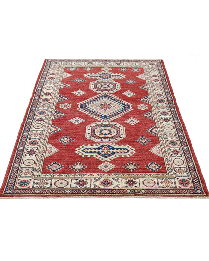 Kazak 4' 2" X 5' 9" Hand Knotted Wool Rug 4' 2" X 5' 9" (127 X 175) / Red / Wool