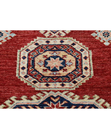 Kazak 4' 2" X 5' 9" Hand Knotted Wool Rug 4' 2" X 5' 9" (127 X 175) / Red / Wool