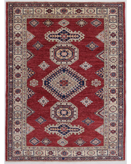 Kazak 4' 2" X 5' 9" Hand Knotted Wool Rug 4' 2" X 5' 9" (127 X 175) / Red / Wool
