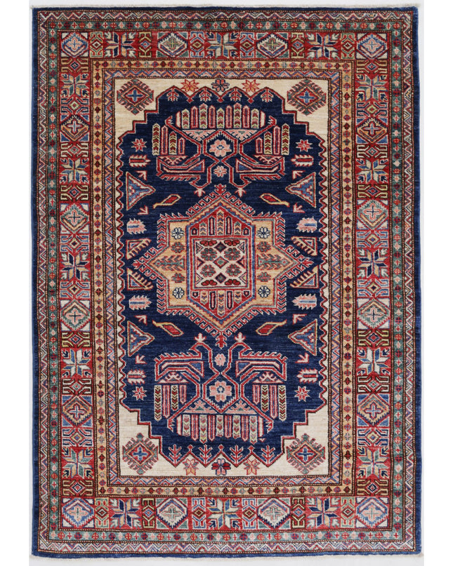 Kazak 3' 11" X 5' 9" Hand Knotted Wool Rug 3' 11" X 5' 9" (119 X 175) / Blue / Wool