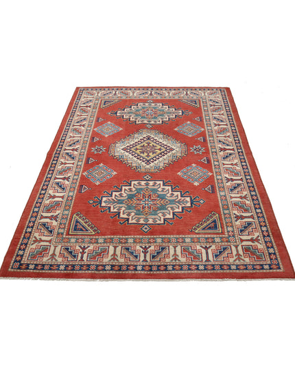 Kazak 4' 10" X 6' 4" Hand Knotted Wool Rug 4' 10" X 6' 4" (147 X 193) / Red / Wool
