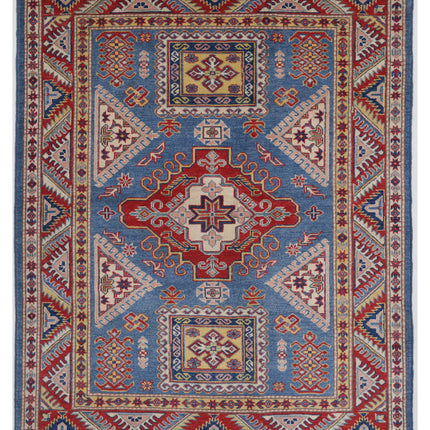 Kazak 5' 1" X 6' 7" Hand Knotted Wool Rug 5' 1" X 6' 7" (155 X 201) / Blue / Wool