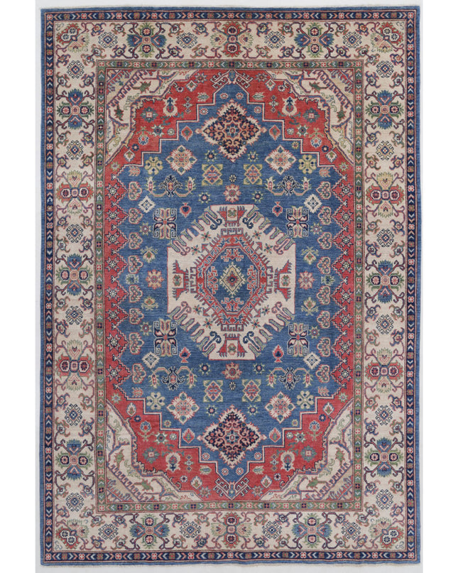 Kazak 6' 6" X 9' 8" Hand Knotted Wool Rug 6' 6" X 9' 8" (198 X 295) / Blue / Wool