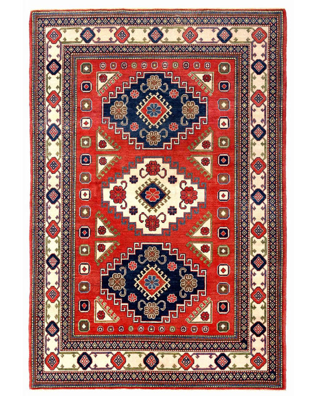 Kazak 6' 2" X 9' 1" Hand Knotted Wool Rug 6' 2" X 9' 1" (188 X 277) / Red / Wool