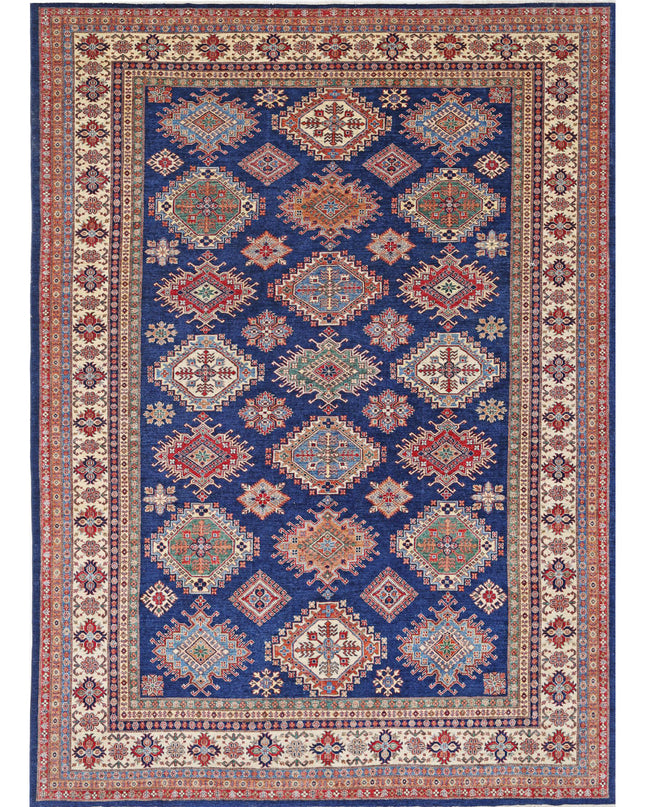 Kazak 9' 9" X 13' 9" Hand Knotted Wool Rug 9' 9" X 13' 9" (297 X 419) / Blue / Wool