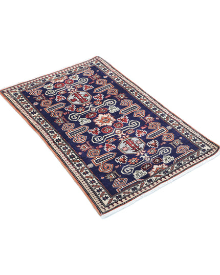 Kazak 2' 5" X 3' 7" Hand Knotted Wool Rug 2' 5" X 3' 7" (74 X 109) / Blue / Wool