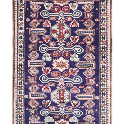 Kazak 2' 5" X 3' 7" Hand Knotted Wool Rug 2' 5" X 3' 7" (74 X 109) / Blue / Wool