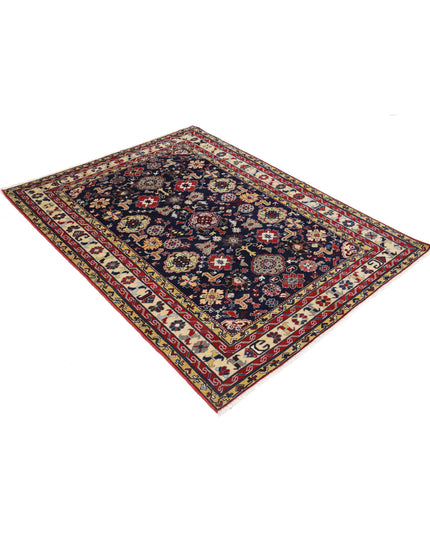 Kazak 4' 3" X 5' 9" Hand Knotted Wool Rug 4' 3" X 5' 9" (130 X 175) / Blue / Wool