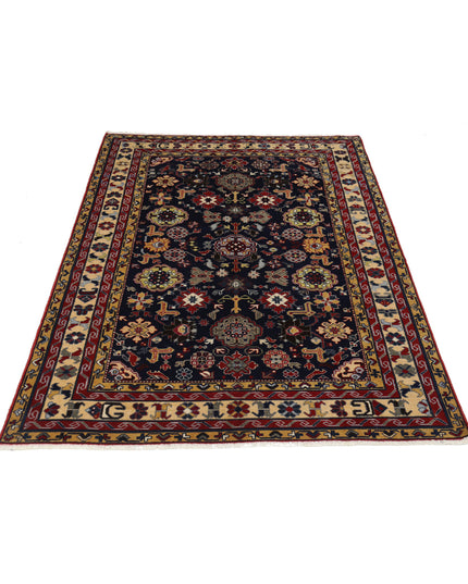 Kazak 4' 3" X 5' 9" Hand Knotted Wool Rug 4' 3" X 5' 9" (130 X 175) / Blue / Wool