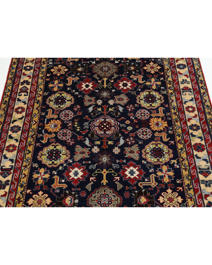 Kazak 4' 3" X 5' 9" Hand Knotted Wool Rug 4' 3" X 5' 9" (130 X 175) / Blue / Wool