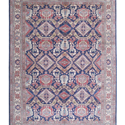 Kazak 8' 1" X 11' 5" Hand Knotted Wool Rug 8' 1" X 11' 5" (246 X 348) / Blue / Wool