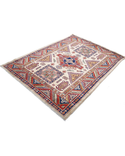 Kazak 4' 9" X 6' 7" Hand Knotted Wool Rug 4' 9" X 6' 7" (145 X 201) / Ivory / Wool