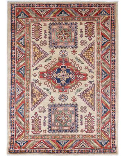Kazak 4' 9" X 6' 7" Hand Knotted Wool Rug 4' 9" X 6' 7" (145 X 201) / Ivory / Wool