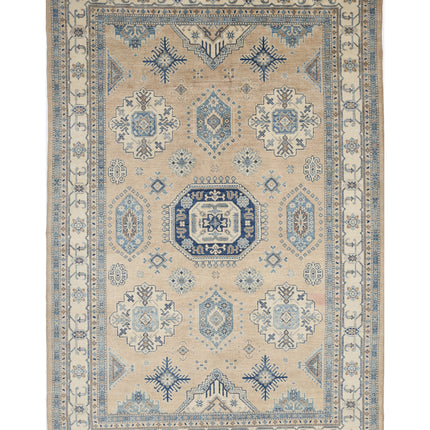 Kazak 6' 6" X 9' 9" Hand Knotted Wool Rug 6' 6" X 9' 9" (198 X 297) / Taupe / Wool