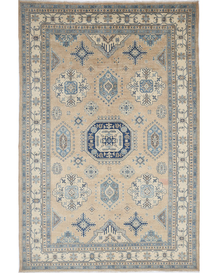 Kazak 6' 6" X 9' 9" Hand Knotted Wool Rug 6' 6" X 9' 9" (198 X 297) / Taupe / Wool
