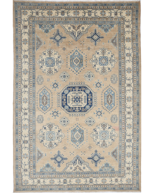 Kazak 6' 6" X 9' 9" Hand Knotted Wool Rug 6' 6" X 9' 9" (198 X 297) / Taupe / Wool
