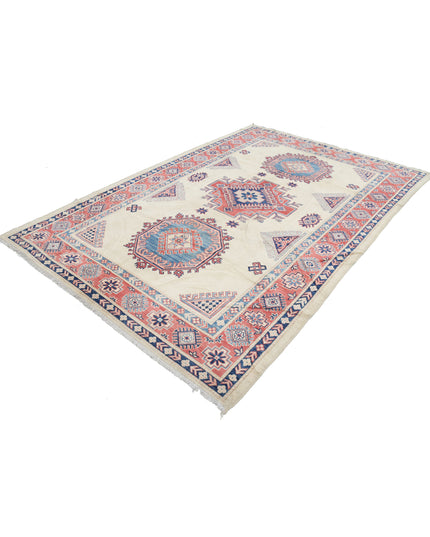 Kazak 6' 3" X 9' 2" Hand Knotted Wool Rug 6' 3" X 9' 2" (191 X 280) / Ivory / Wool