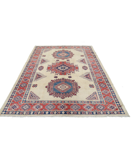 Kazak 6' 3" X 9' 2" Hand Knotted Wool Rug 6' 3" X 9' 2" (191 X 280) / Ivory / Wool