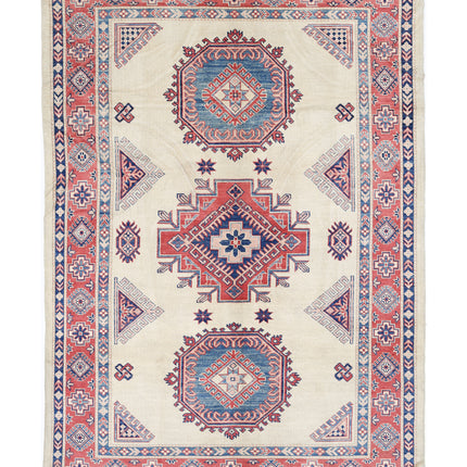 Kazak 6' 3" X 9' 2" Hand Knotted Wool Rug 6' 3" X 9' 2" (191 X 280) / Ivory / Wool