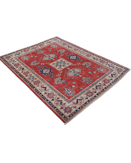 Kazak 4' 11" X 6' 4" Hand Knotted Wool Rug 4' 11" X 6' 4" (150 X 193) / Red / Wool