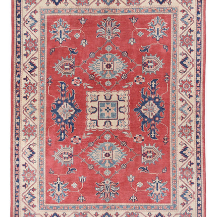 Kazak 4' 11" X 6' 4" Hand Knotted Wool Rug 4' 11" X 6' 4" (150 X 193) / Red / Wool