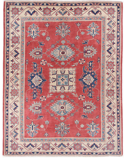Kazak 4' 11" X 6' 4" Hand Knotted Wool Rug 4' 11" X 6' 4" (150 X 193) / Red / Wool