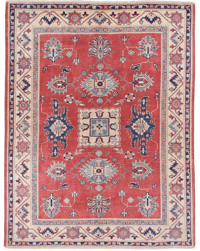 Kazak 4' 11" X 6' 4" Hand Knotted Wool Rug 4' 11" X 6' 4" (150 X 193) / Red / Wool