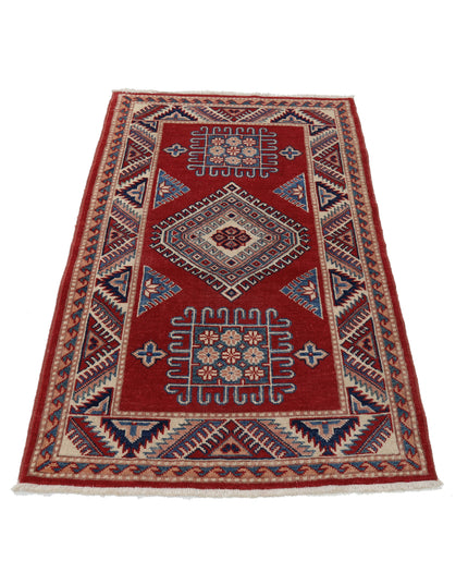 Kazak 3' 0" X 4' 9" Hand Knotted Wool Rug 3' 0" X 4' 9" (91 X 145) / Red / Wool