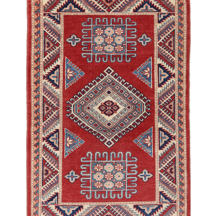 Kazak 3' 0" X 4' 9" Hand Knotted Wool Rug 3' 0" X 4' 9" (91 X 145) / Red / Wool