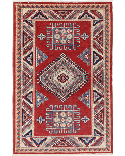 Kazak 3' 0" X 4' 9" Hand Knotted Wool Rug 3' 0" X 4' 9" (91 X 145) / Red / Wool
