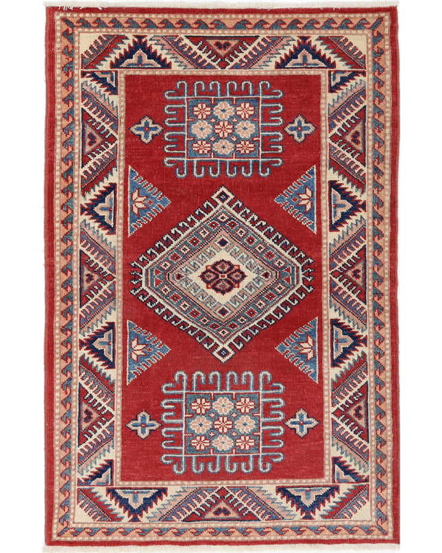 Kazak 3' 0" X 4' 9" Hand Knotted Wool Rug 3' 0" X 4' 9" (91 X 145) / Red / Wool