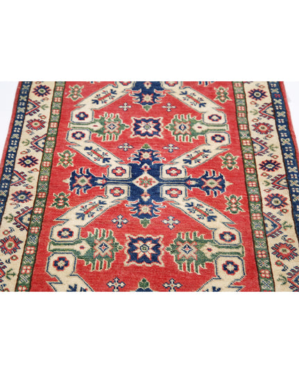 Kazak 2' 10" X 4' 8" Hand Knotted Wool Rug 2' 10" X 4' 8" (86 X 142) / Red / Wool