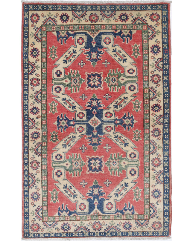 Kazak 2' 10" X 4' 8" Hand Knotted Wool Rug 2' 10" X 4' 8" (86 X 142) / Red / Wool
