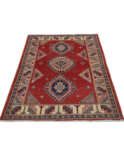 Kazak 3' 5" X 5' 2" Hand Knotted Wool Rug 3' 5" X 5' 2" (104 X 158) / Red / Wool
