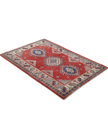 Kazak 3' 5" X 5' 2" Hand Knotted Wool Rug 3' 5" X 5' 2" (104 X 158) / Red / Wool