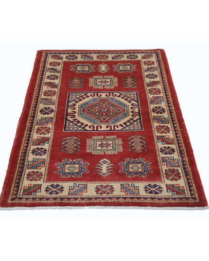 Kazak 3' 0" X 4' 8" Hand Knotted Wool Rug 3' 0" X 4' 8" (91 X 142) / Red / Wool