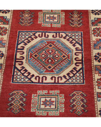 Kazak 3' 0" X 4' 8" Hand Knotted Wool Rug 3' 0" X 4' 8" (91 X 142) / Red / Wool