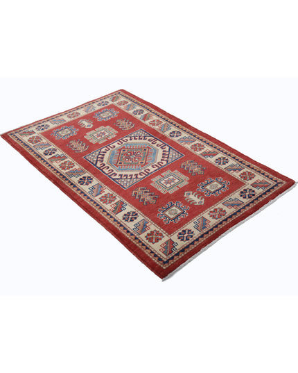 Kazak 3' 0" X 4' 8" Hand Knotted Wool Rug 3' 0" X 4' 8" (91 X 142) / Red / Wool