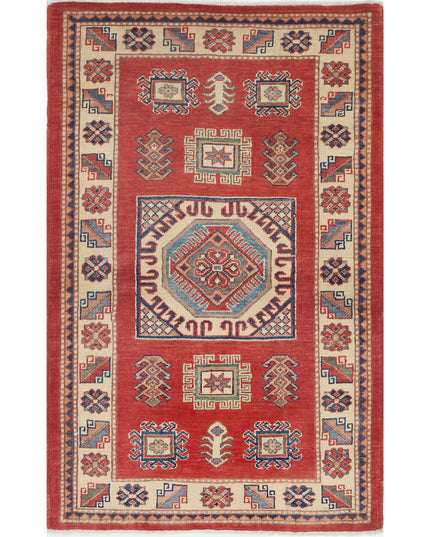 Kazak 3' 0" X 4' 8" Hand Knotted Wool Rug 3' 0" X 4' 8" (91 X 142) / Red / Wool