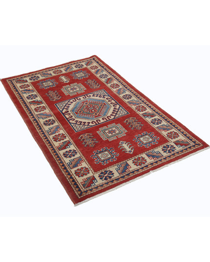 Kazak 3' 0" X 4' 10" Hand Knotted Wool Rug 3' 0" X 4' 10" (91 X 147) / Red / Wool