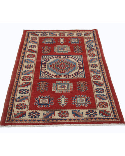 Kazak 3' 0" X 4' 10" Hand Knotted Wool Rug 3' 0" X 4' 10" (91 X 147) / Red / Wool
