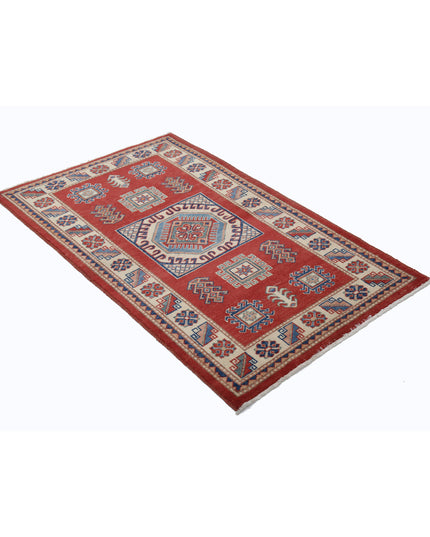 Kazak 3' 0" X 4' 10" Hand Knotted Wool Rug 3' 0" X 4' 10" (91 X 147) / Red / Wool