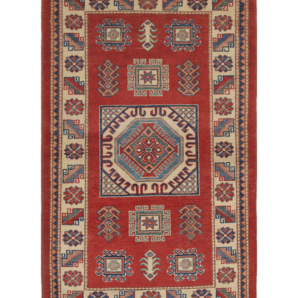 Kazak 3' 0" X 4' 10" Hand Knotted Wool Rug 3' 0" X 4' 10" (91 X 147) / Red / Wool