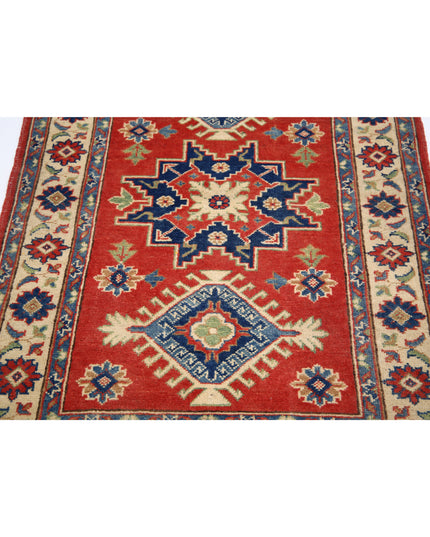 Kazak 3' 2" X 4' 10" Hand Knotted Wool Rug 3' 2" X 4' 10" (97 X 147) / Red / Wool