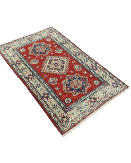 Kazak 2' 9" X 4' 7" Hand Knotted Wool Rug 2' 9" X 4' 7" (84 X 140) / Red / Wool
