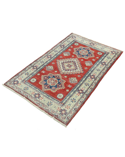 Kazak 2' 9" X 4' 7" Hand Knotted Wool Rug 2' 9" X 4' 7" (84 X 140) / Red / Wool