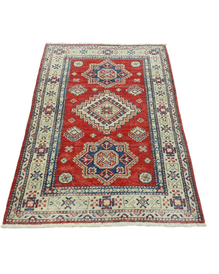 Kazak 2' 9" X 4' 7" Hand Knotted Wool Rug 2' 9" X 4' 7" (84 X 140) / Red / Wool