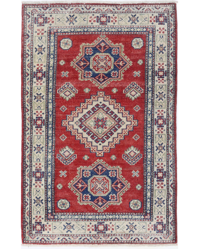 Kazak 2' 9" X 4' 7" Hand Knotted Wool Rug 2' 9" X 4' 7" (84 X 140) / Red / Wool