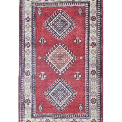 Kazak 2' 10" X 4' 11" Hand Knotted Wool Rug 2' 10" X 4' 11" (86 X 150) / Red / Wool
